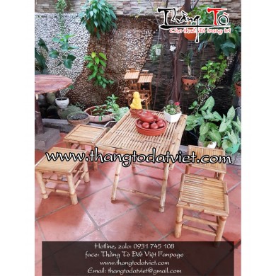 cho thuê bàn ghế tre đẹp